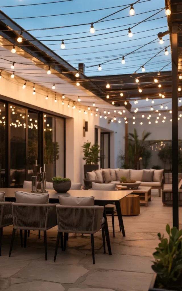 Hang String Lights Across the Patio