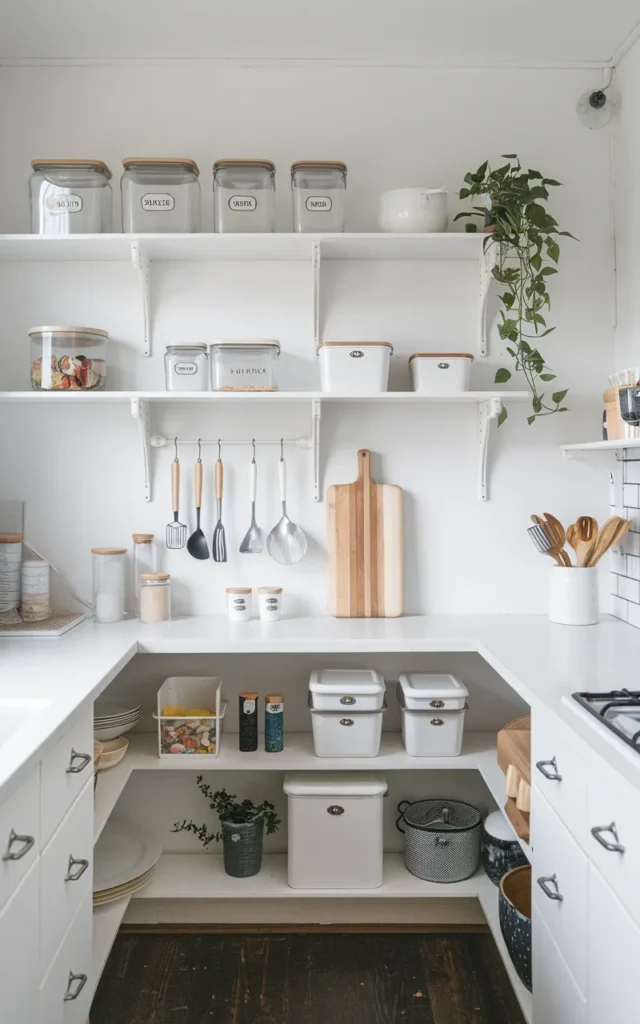Hide countertop clutter inside matching containers