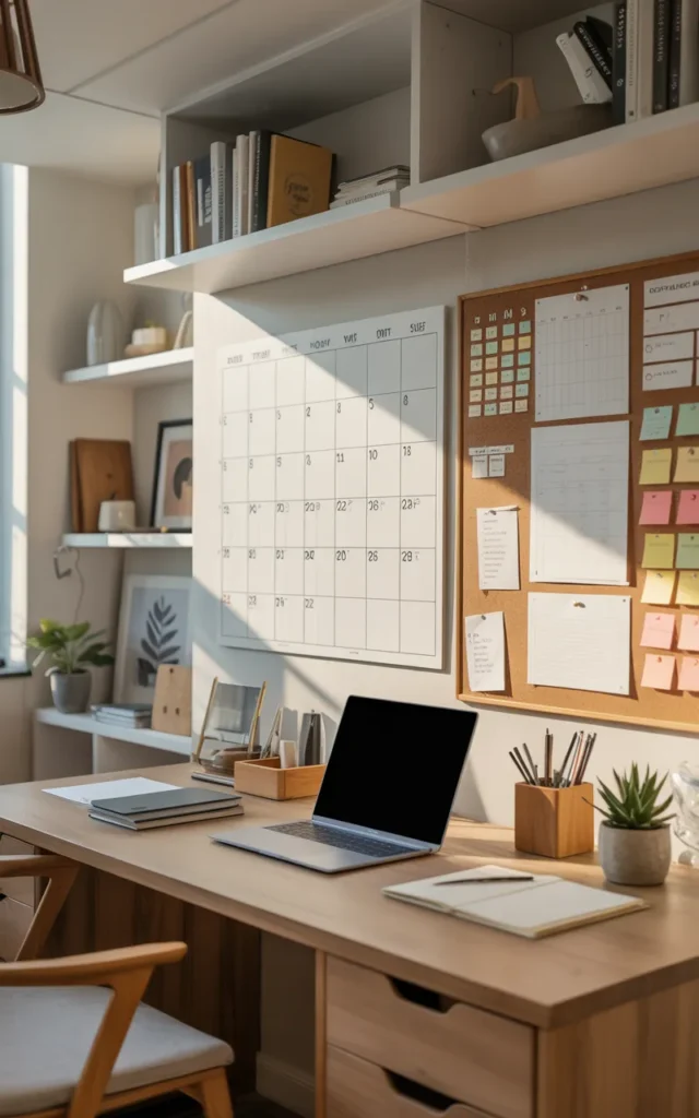 Mount a large calendar or planning board