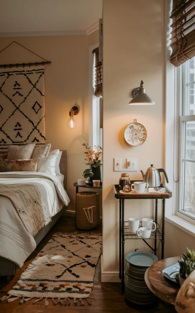 Place a tiny coffee station inside the bedroom