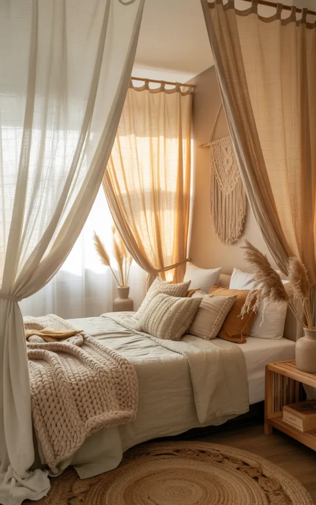 Replace heavy closet doors with curtains