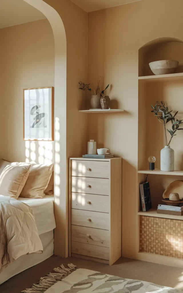 Slide a narrow dresser inside awkward empty corners