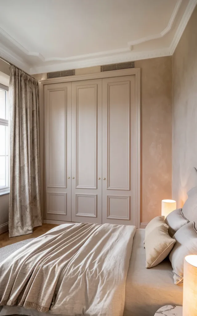 Style your wardrobe with soft neutral panel molding