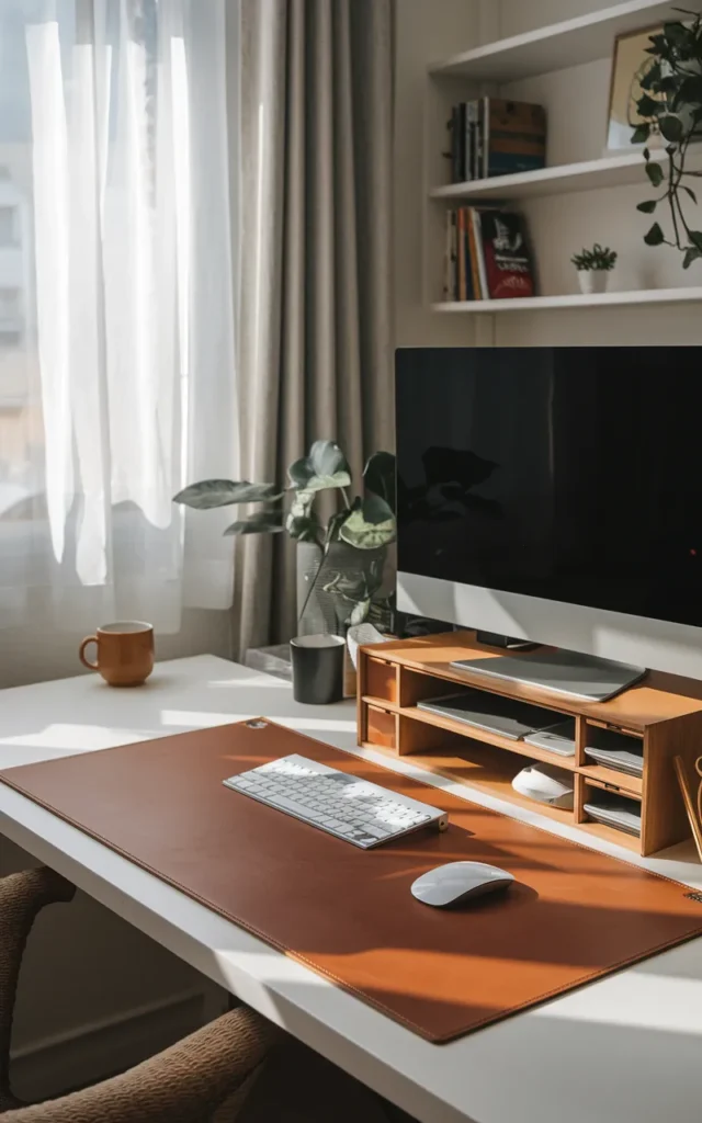 Use a large desk mat to define the space