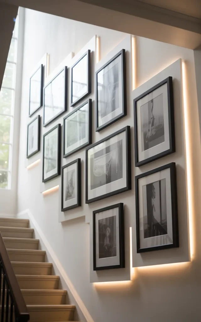 Add Subtle LED Strip Lighting Behind Frames