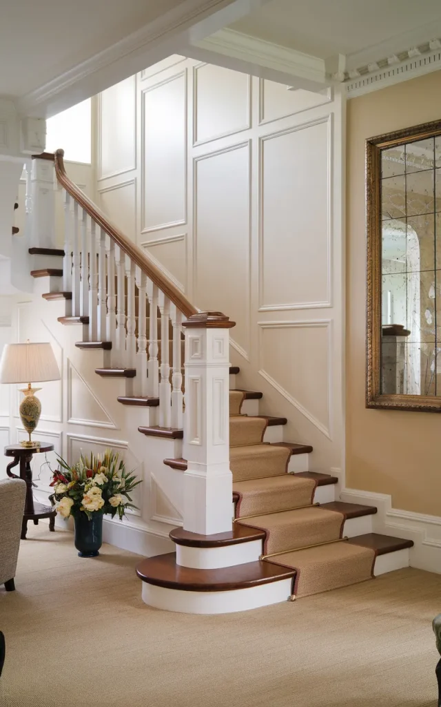 Add White Staircase Wainscoting for Depth