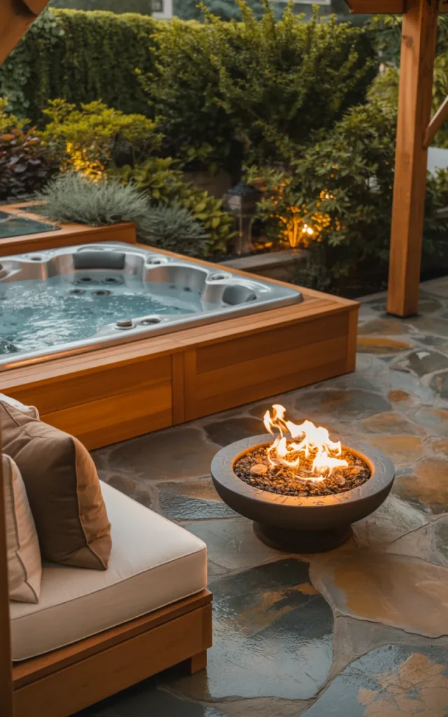 Add a Fire Feature Near the Hot Tub
