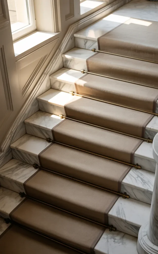 Add a Marble Stair Runner for Contrast