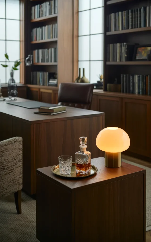 Add a compact bar cabinet.
