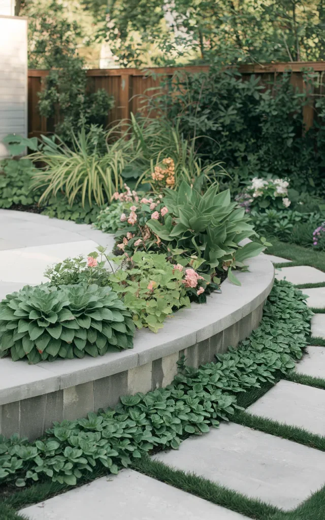 Add a curved planting bed.