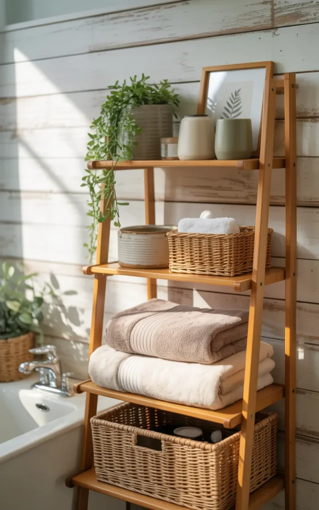 Add a decorative ladder shelf