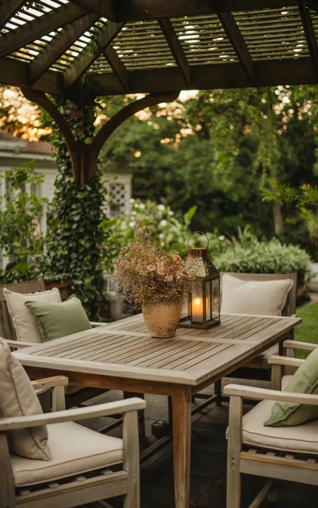 Add a dining table for outdoor meals.