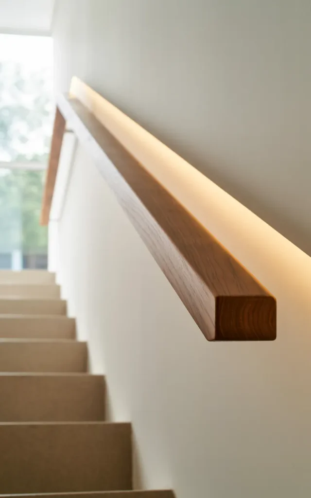 Add a floating handrail mounted directly to the wall