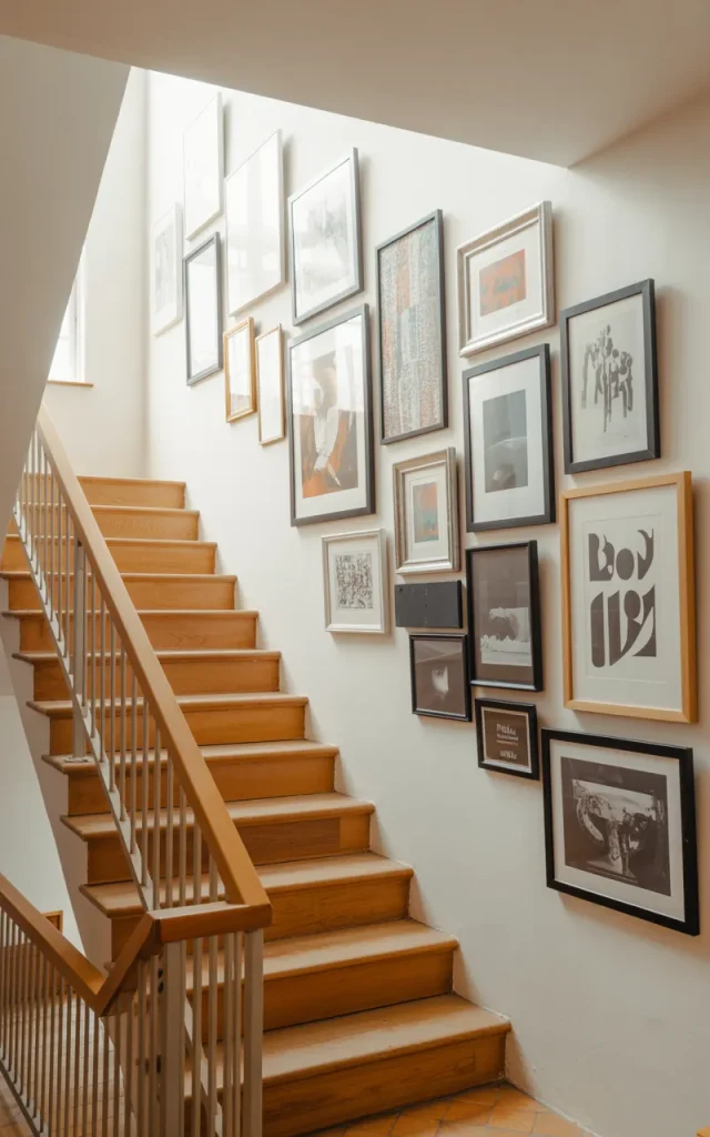 Add a gallery wall alongside the stairs