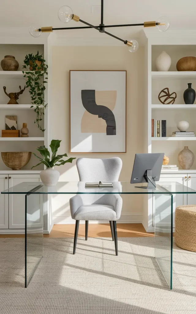 Add a glass desk for a lighter visual footprint.