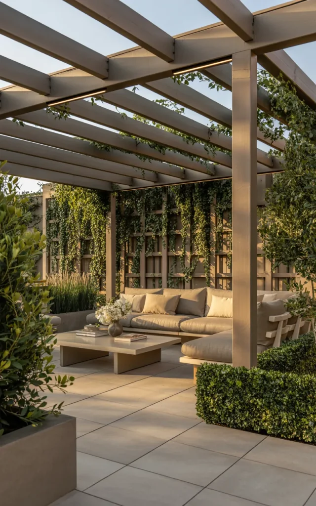 Add a modern pergola over the patio.