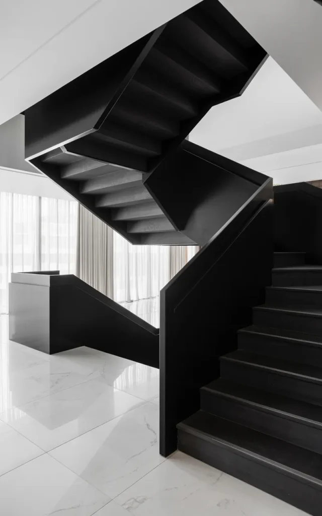 Add a monochrome all-black staircase system