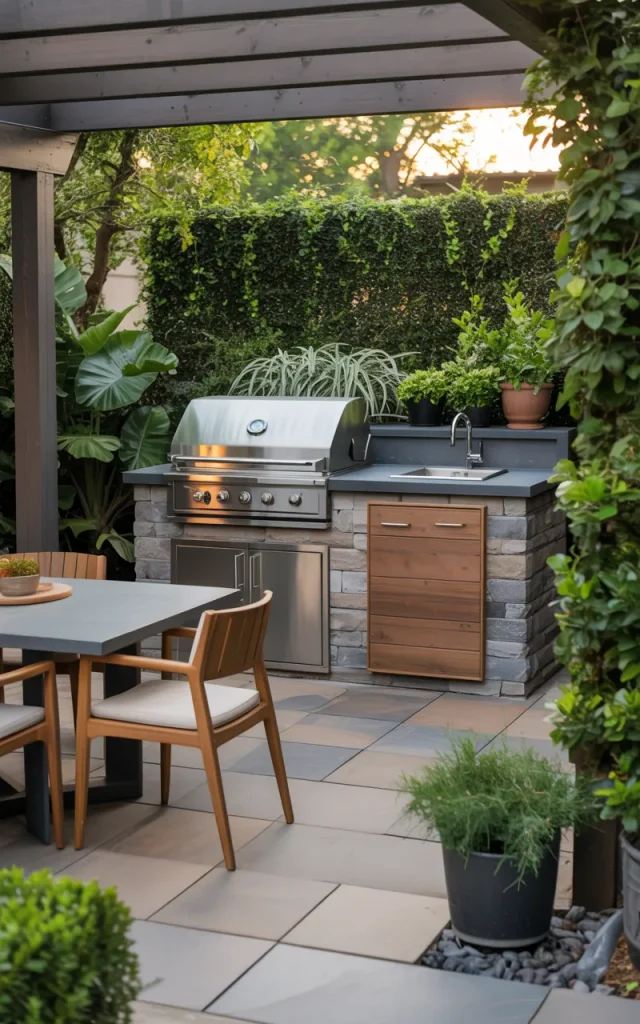 Add a small outdoor kitchen for serious entertaining.