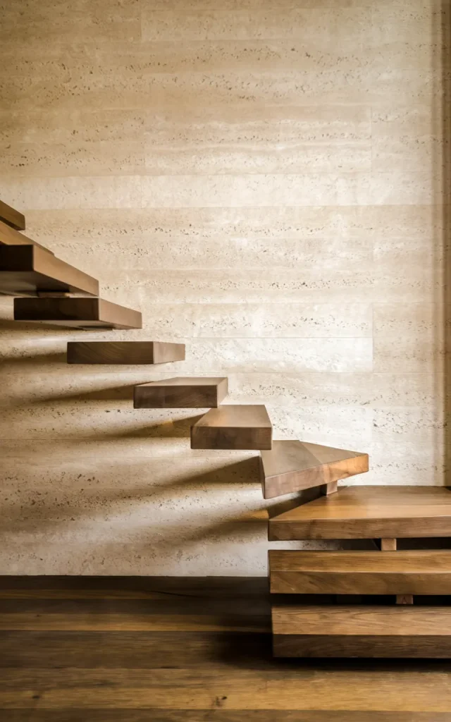 Add a stone accent wall beside the staircase 🪨