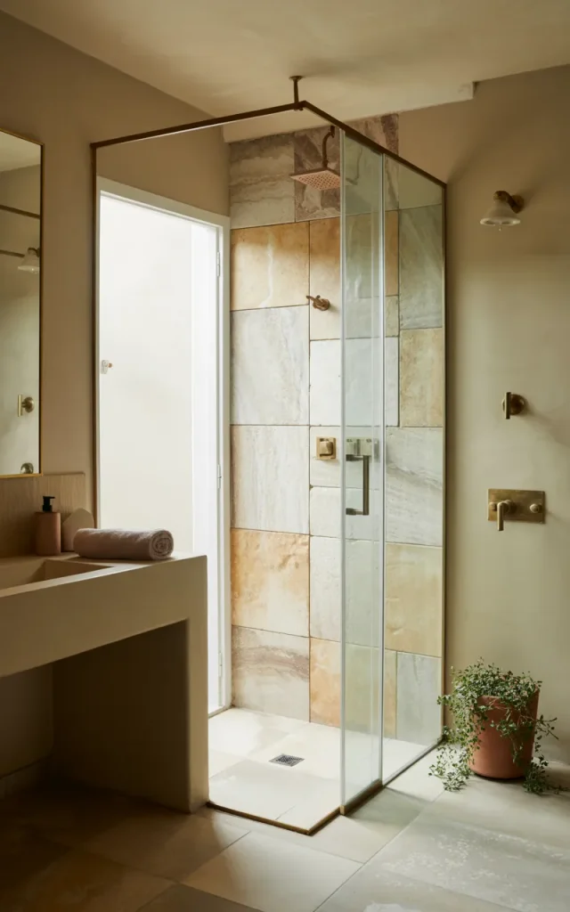Add a stone-look shower wall