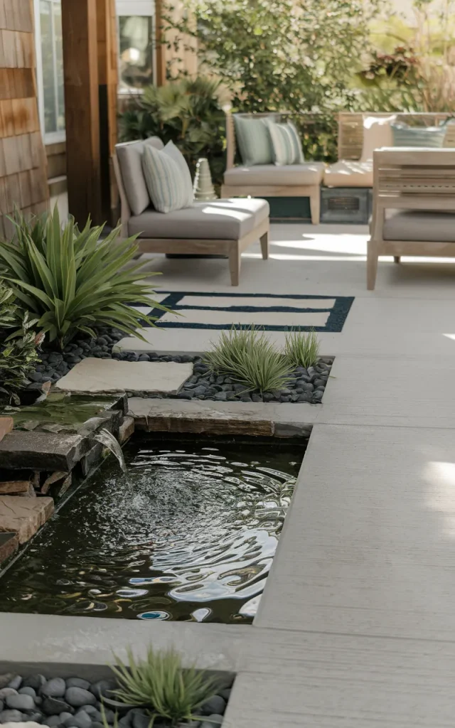 Add a water feature beside the patio.
