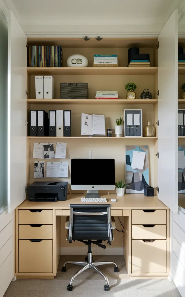 Add closed storage to hide office clutter.