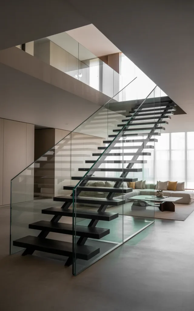 Add glass railings to lighten the structure