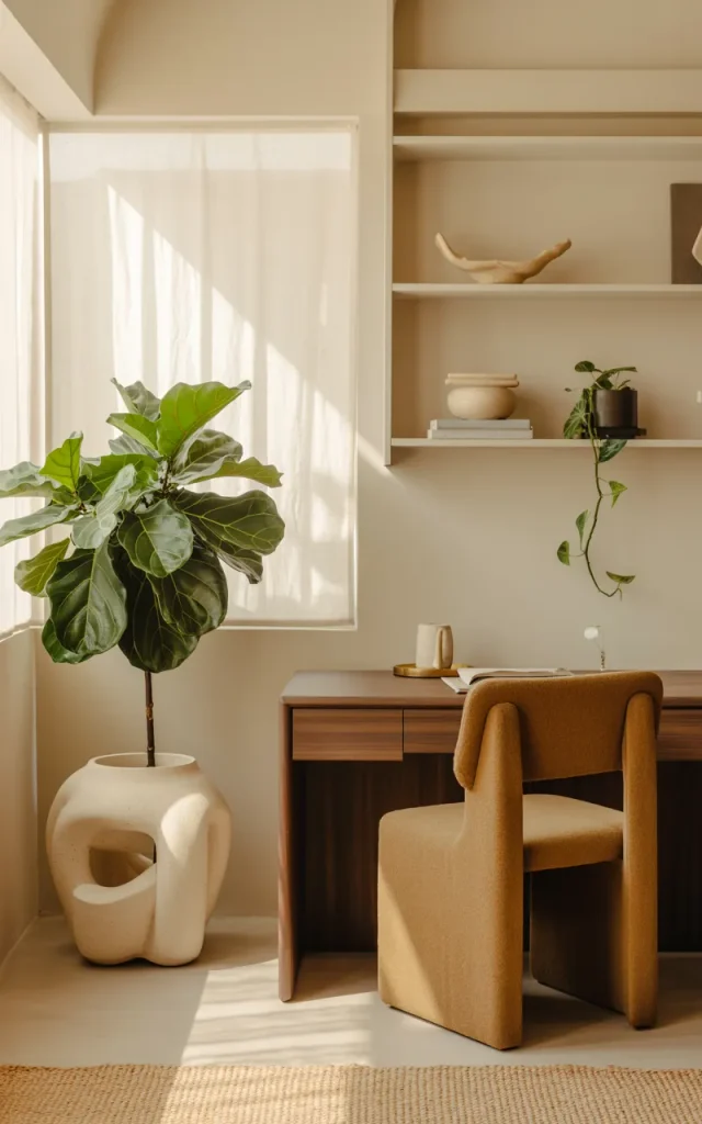 Add greenery in sculptural planters.
