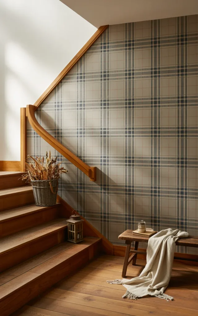 Add plaid wallpaper for cozy warmth