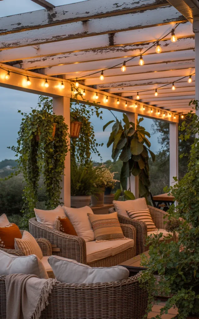 Add warm string lights overhead.