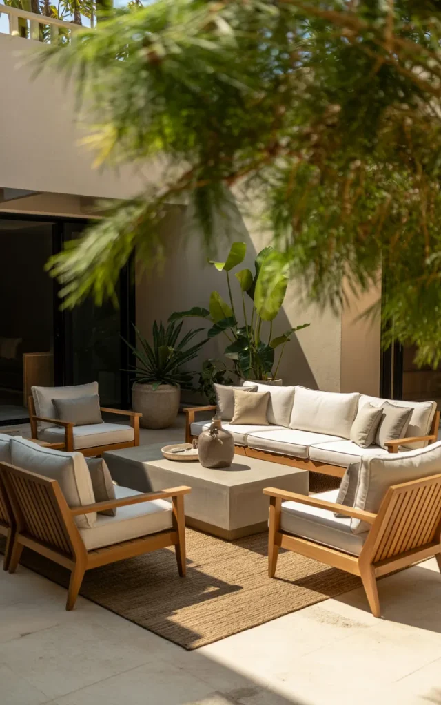 Arrange a U-shaped seating zone for guests.