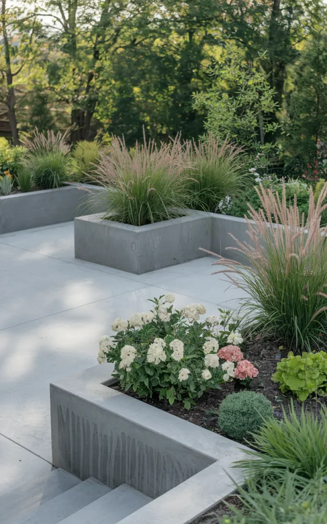 Arrange built-in planters along the perimeter.
