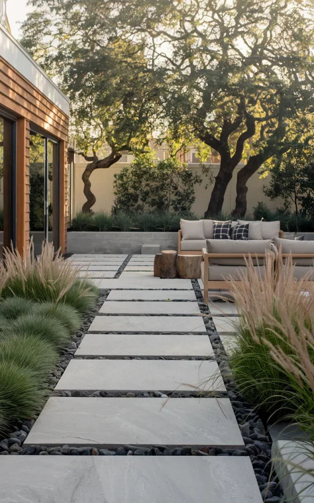 Blend modern structure with natural textures.