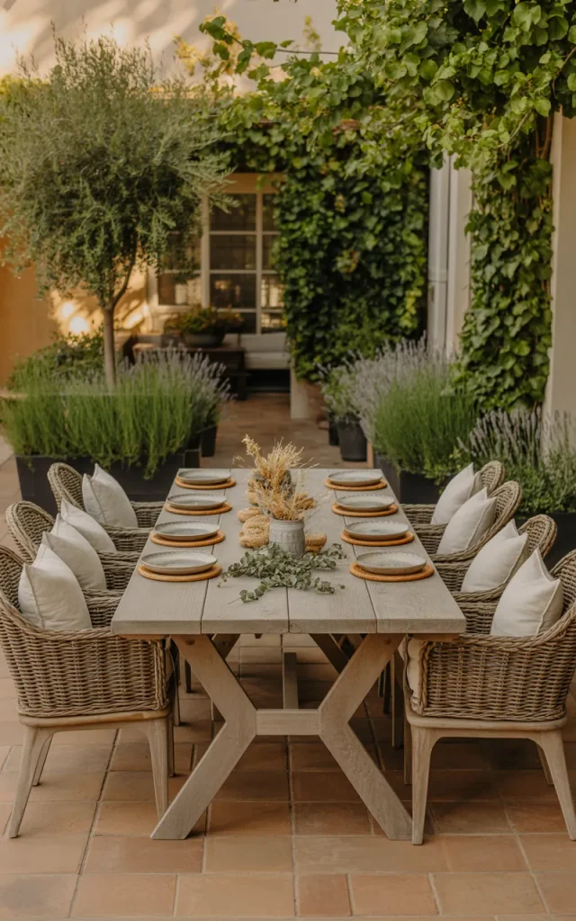Bring in an outdoor dining table for family meals.