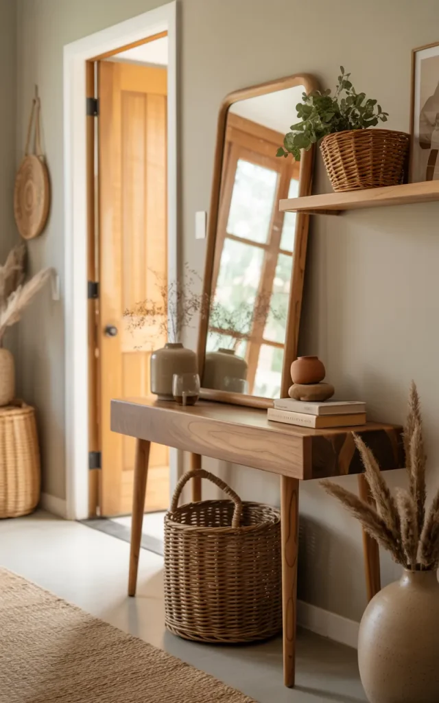 Bring in natural wood for warmth.