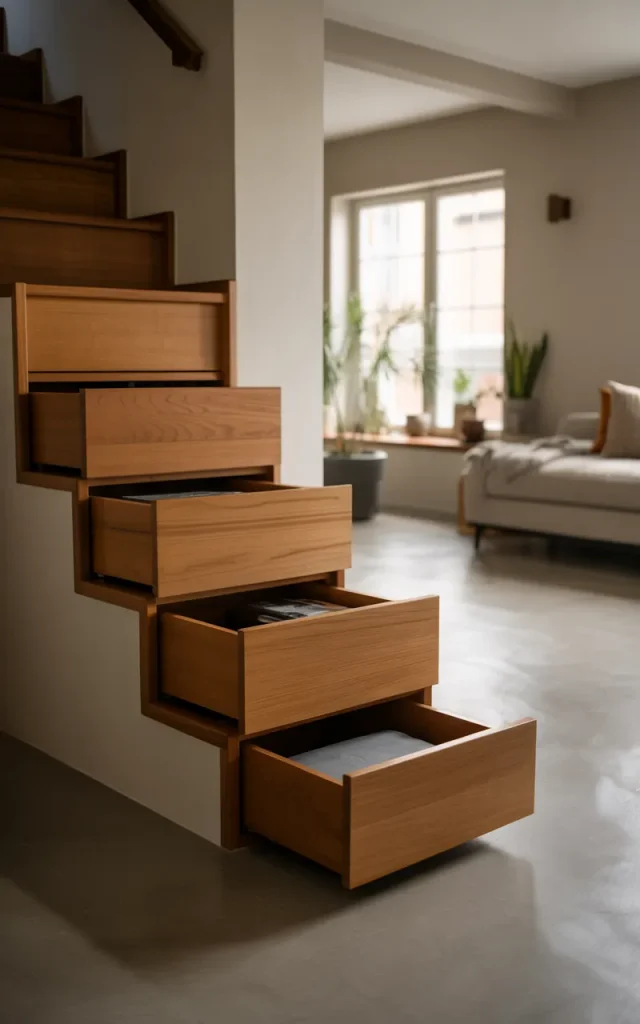 Build Custom Storage Drawers Into the Stair Risers