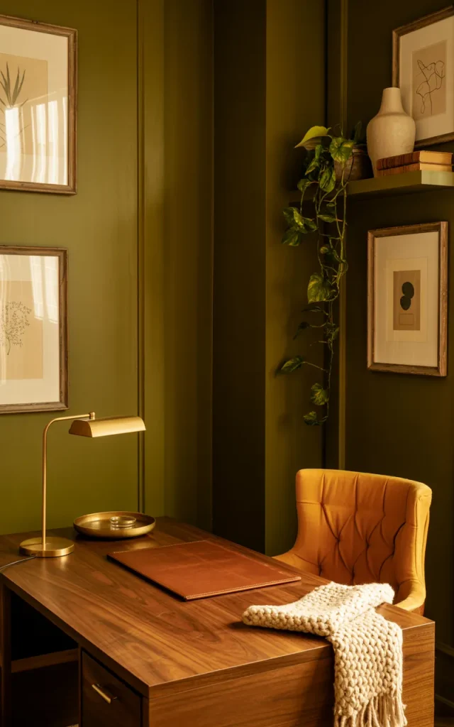 Build a dramatic moody office corner.