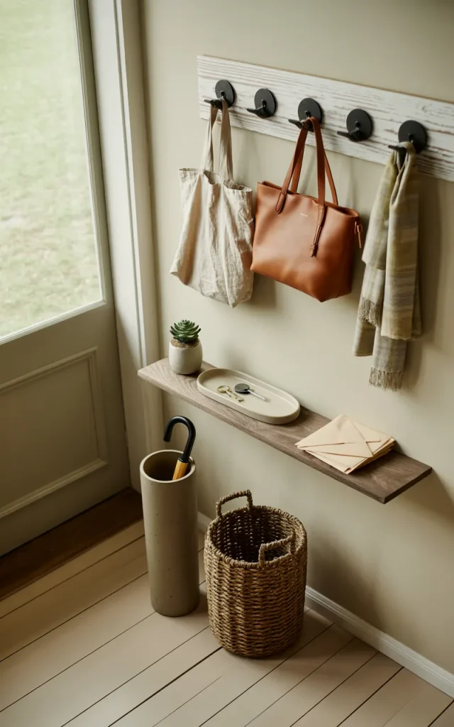 Build a practical drop zone beside the door.