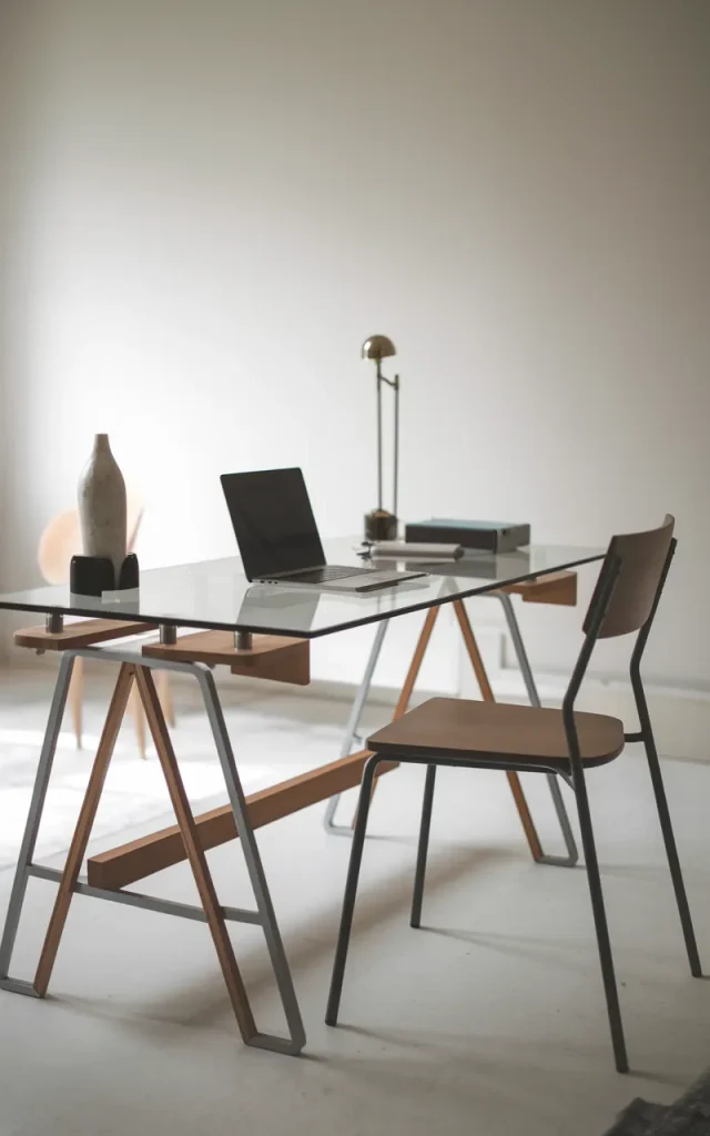 Choose a glass-topped desk for visual lightness.