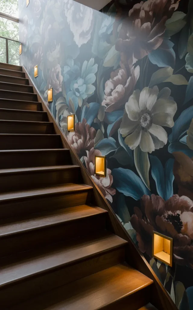 Choose a moody dark floral wallpaper for drama