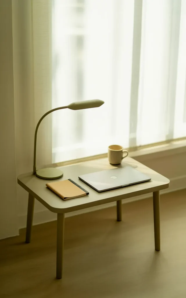 Choose a slim desk for your workspace.