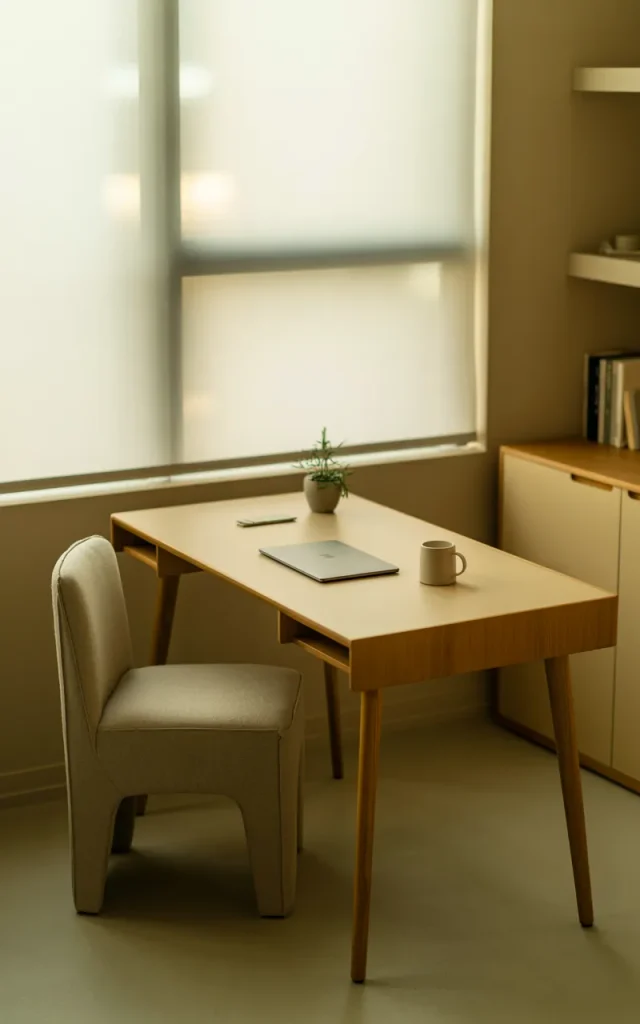 Choose a streamlined desk with clean lines.
