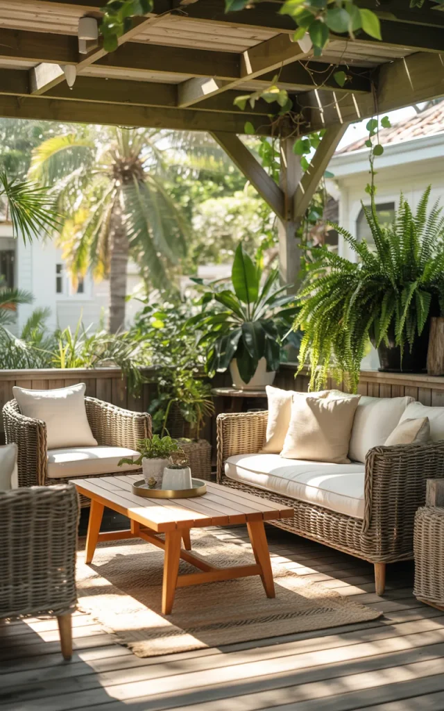 Choose weather-resistant wicker furniture.