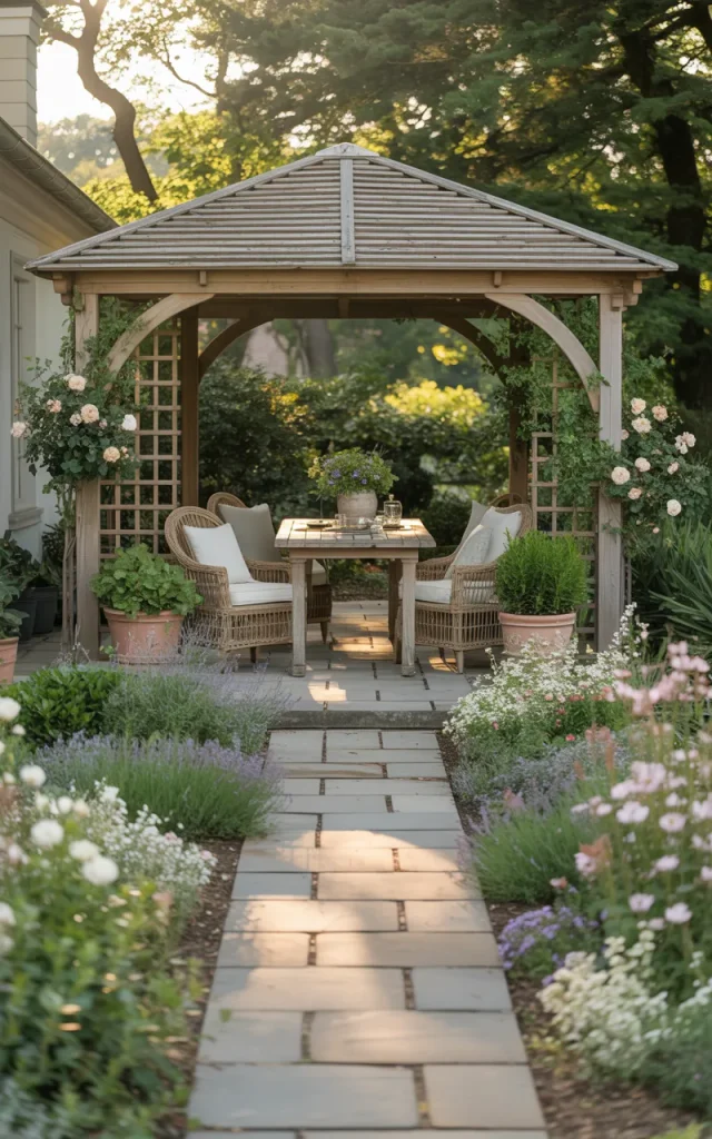Connect the gazebo to a stone or paver path.