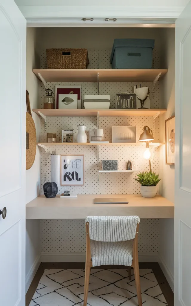 Convert a closet into an office nook.