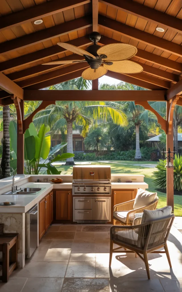 Create a Covered Backyard Kitchen With a Solid Roof
