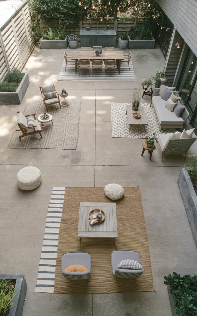 Create a complete outdoor room with layered zones.