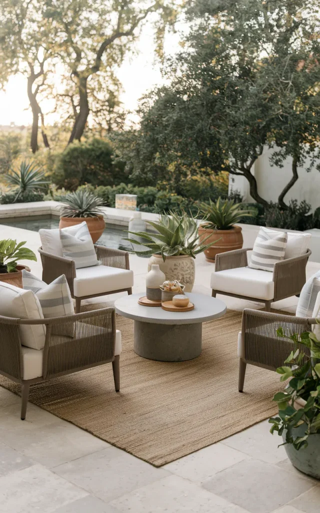 Create a conversation area with four armchairs.