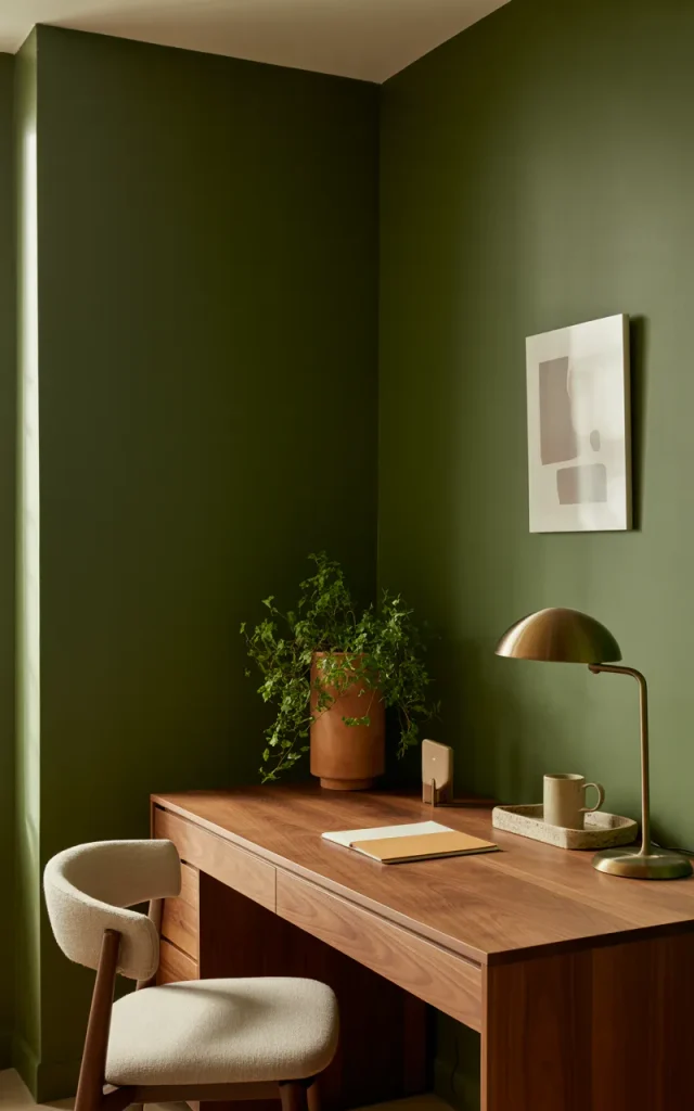 Create a dramatic accent wall behind the desk.