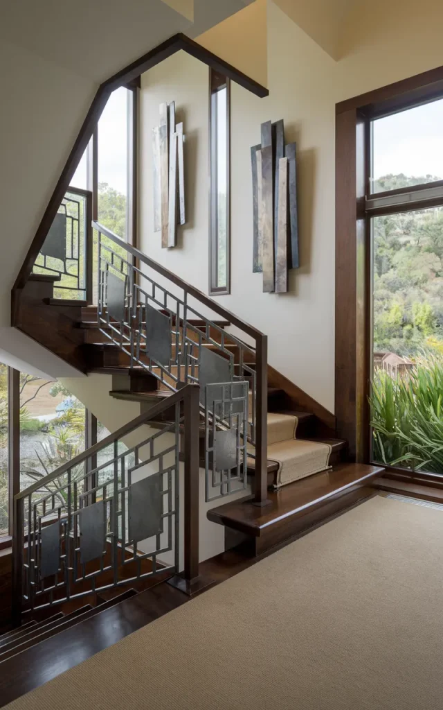 Create a geometric metal pattern railing